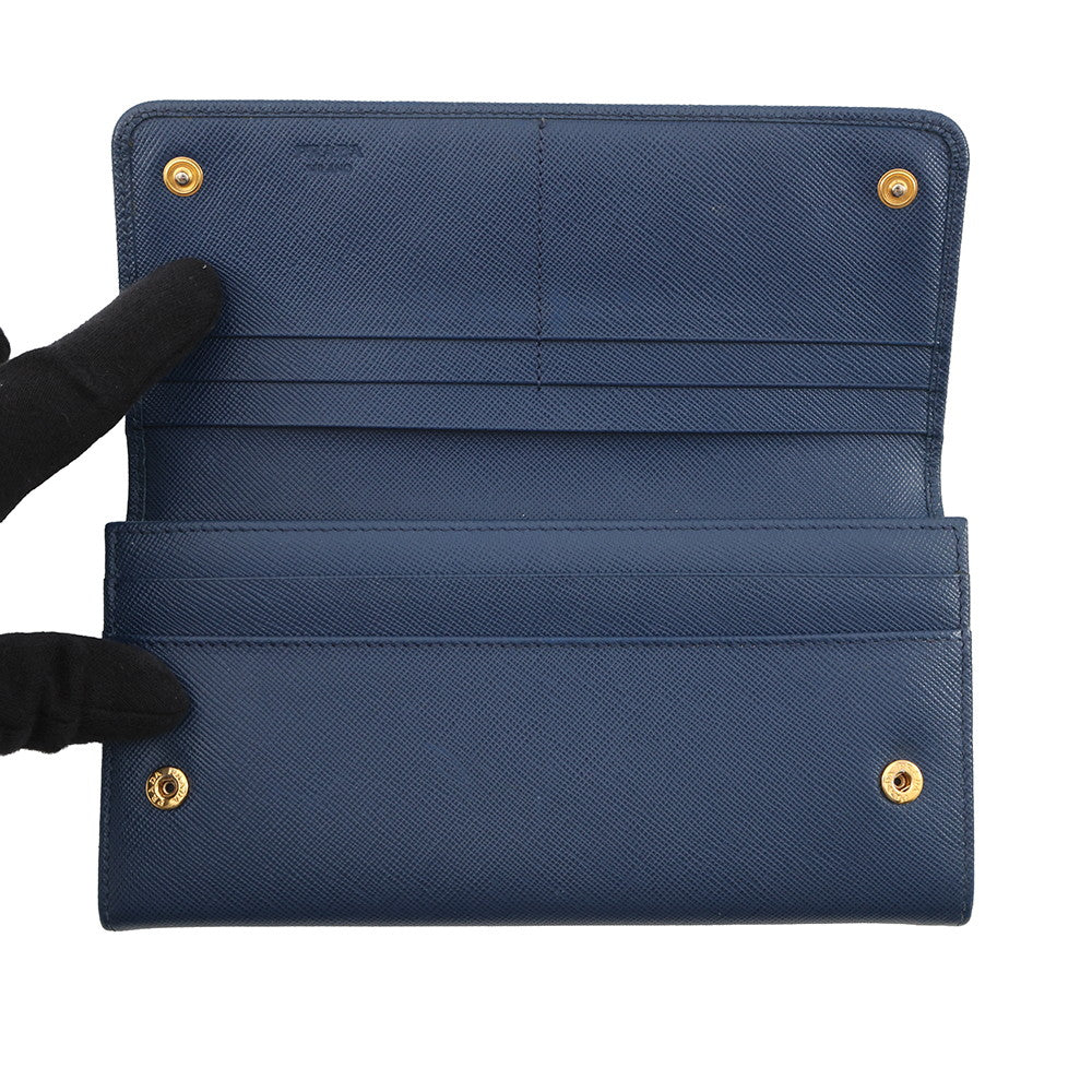 PRADA triangle logo long wallet Blue1MH132 Saffiano LeatherLeather