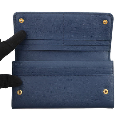 PRADA triangle logo long wallet Blue1MH132 Saffiano LeatherLeather