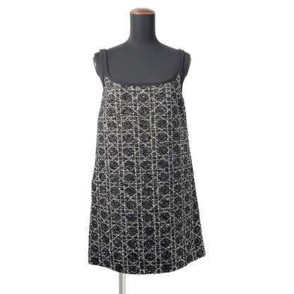Dior Macrocannage Tweed Short Flare Dress Size 34 Black421R65A7795 Cotton54% Acryl27% Nylon19%