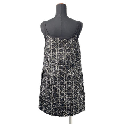 Dior Macrocannage Tweed Short Flare Dress Size 34 Black421R65A7795 Cotton54% Acryl27% Nylon19%
