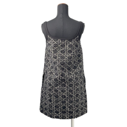 Dior Macrocannage Tweed Short Flare Dress Size 34 Black421R65A7795 Cotton54% Acryl27% Nylon19%