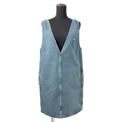 PRADA Triangle logo denim dress Size 36 BlueGFA135 Cotton100%