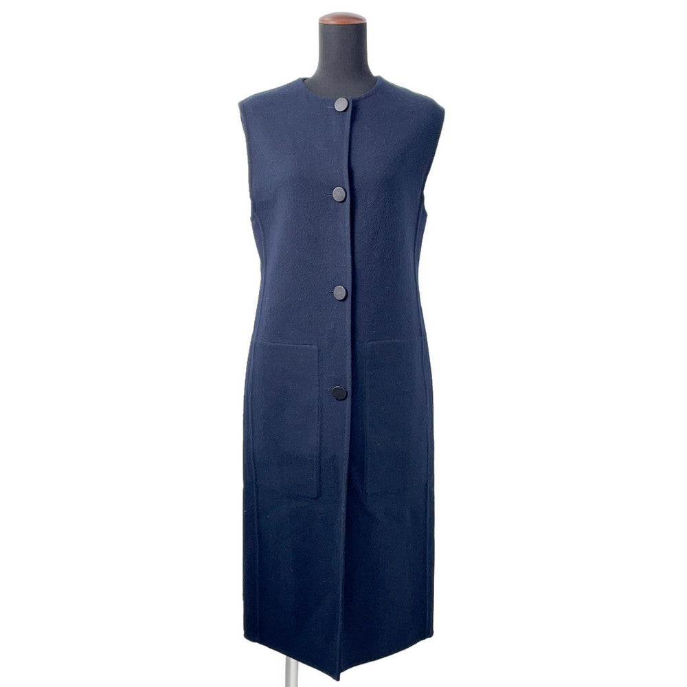 HERMES Long gilet Size 34 Navy Cashmere100%