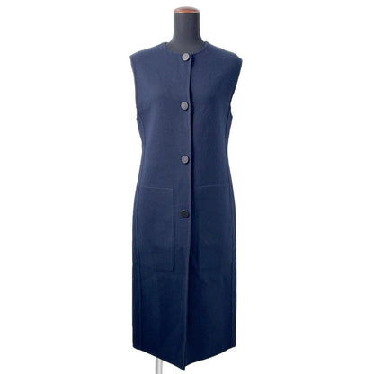 HERMES Long gilet Size 34 Navy Cashmere100%