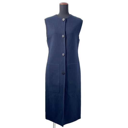HERMES Long gilet Size 34 Navy Cashmere100%