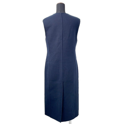 HERMES Long gilet Size 34 Navy Cashmere100%
