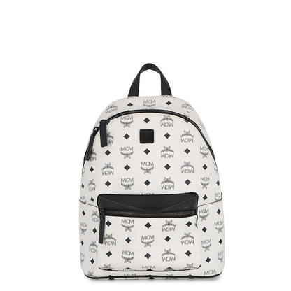 MCM Visetos Stark Backpack White/BlackMMKCSVE02WT001 Leather