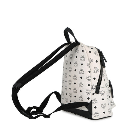 MCM Visetos Stark Backpack White/BlackMMKCSVE02WT001 Leather