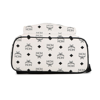 MCM Visetos Stark Backpack White/BlackMMKCSVE02WT001 Leather