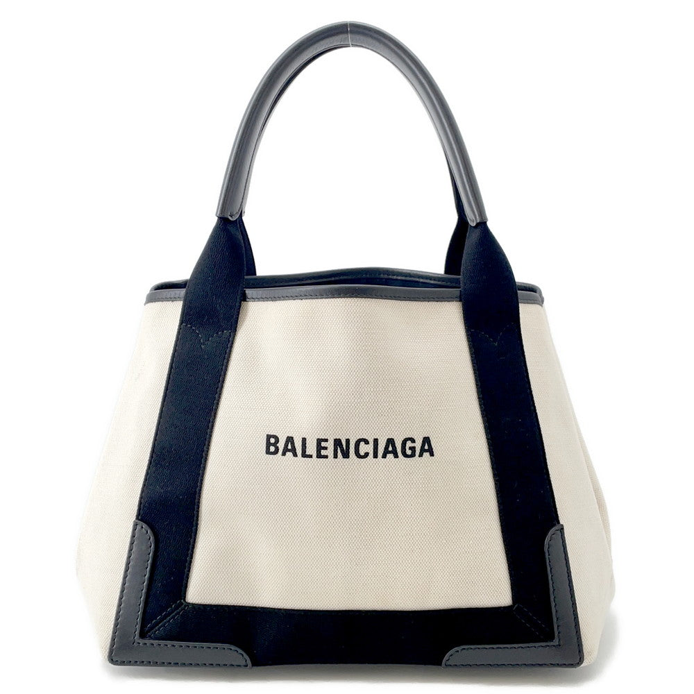 BALENCIAGA Navy Kabas Black/White339933 Canvas Size S