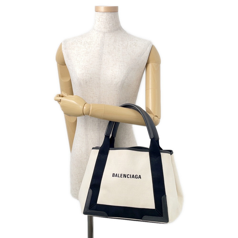BALENCIAGA Navy Kabas Black/White339933 Canvas Size S