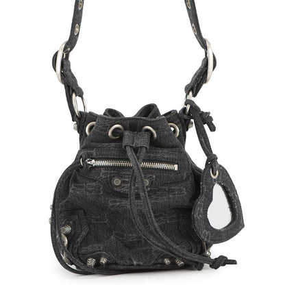 BALENCIAGA Le Cagoule Shoulder Bag Black702431 Denim Size XS