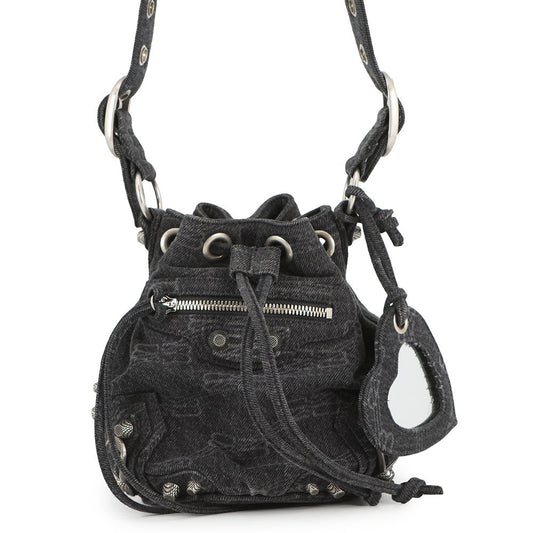 BALENCIAGA Le Cagoule Shoulder Bag Black702431 Denim Size XS
