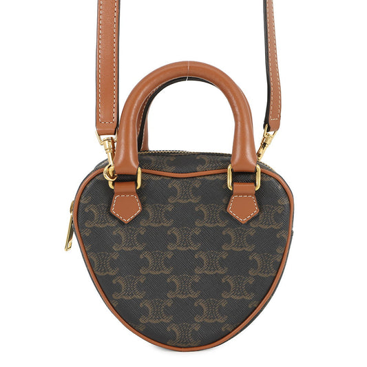 CELINE Triomphe Heart Shoulder Bag Tan198222 PVC Leather