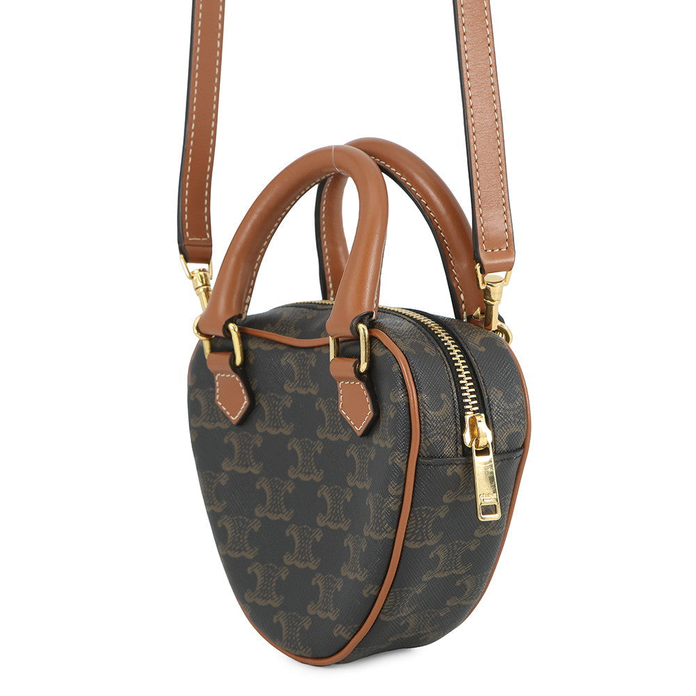 CELINE Triomphe Heart Shoulder Bag Tan198222 PVC Leather
