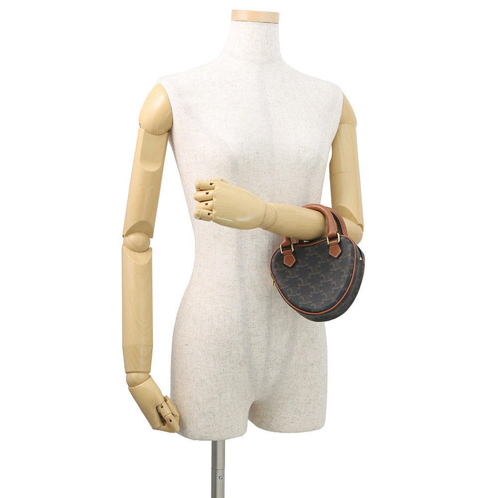 CELINE Triomphe Heart Shoulder Bag Tan198222 PVC Leather