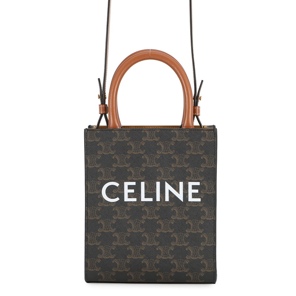 CELINE Triomphe Vertical Hippo Tan194372 Leather PVC Size Mini
