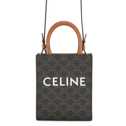 CELINE Triomphe Vertical Hippo Tan194372 Leather PVC Size Mini