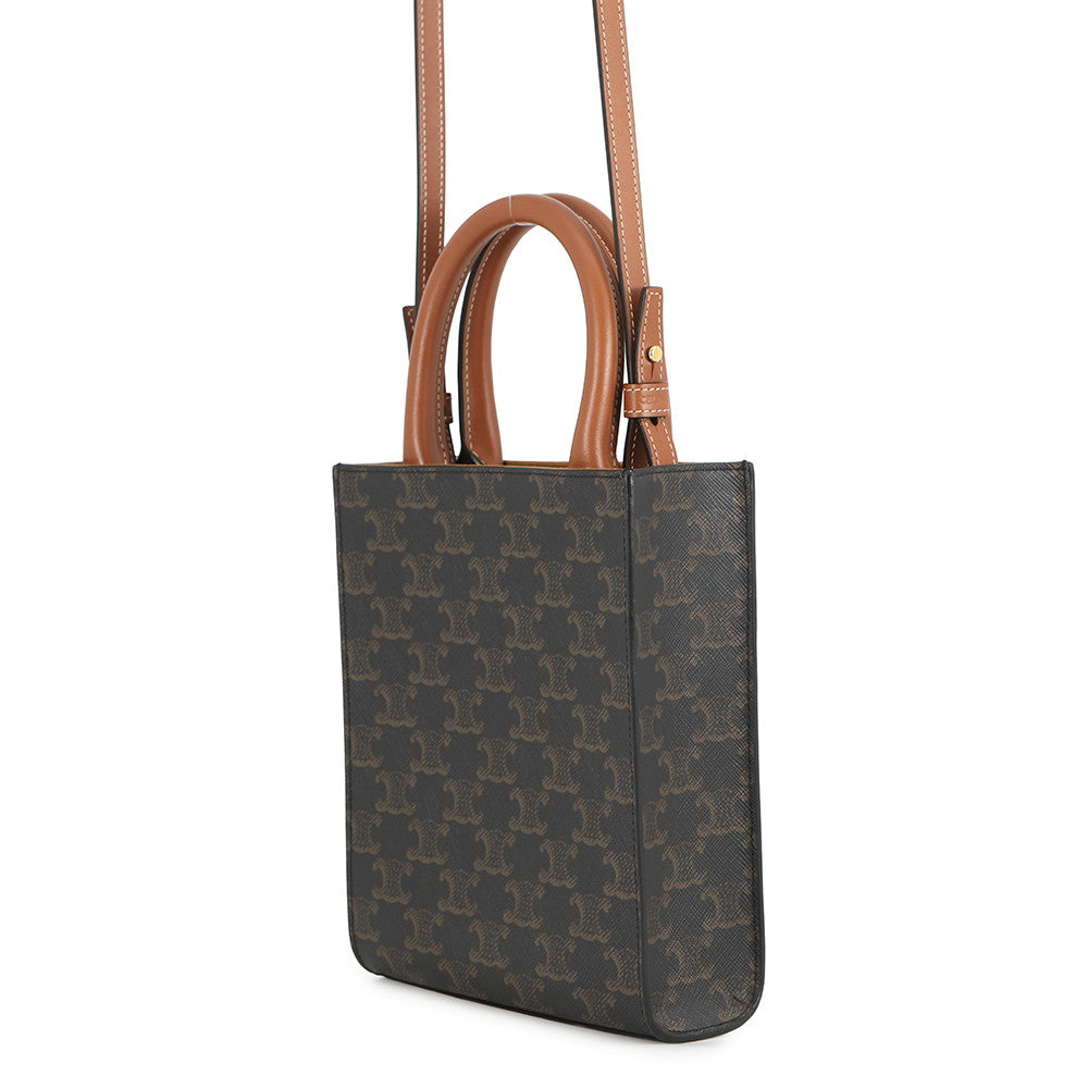 CELINE Triomphe Vertical Hippo Tan194372 Leather PVC Size Mini