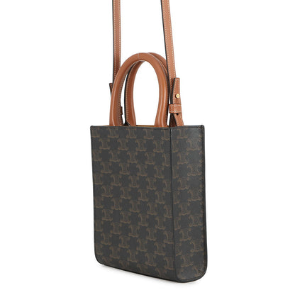 CELINE Triomphe Vertical Hippo Tan194372 Leather PVC Size Mini