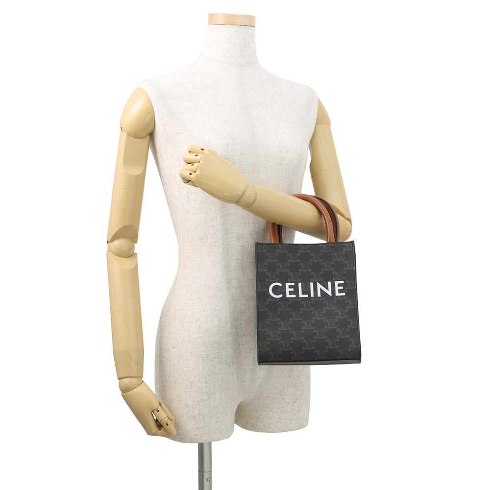 CELINE Triomphe Vertical Hippo Tan194372 Leather PVC Size Mini