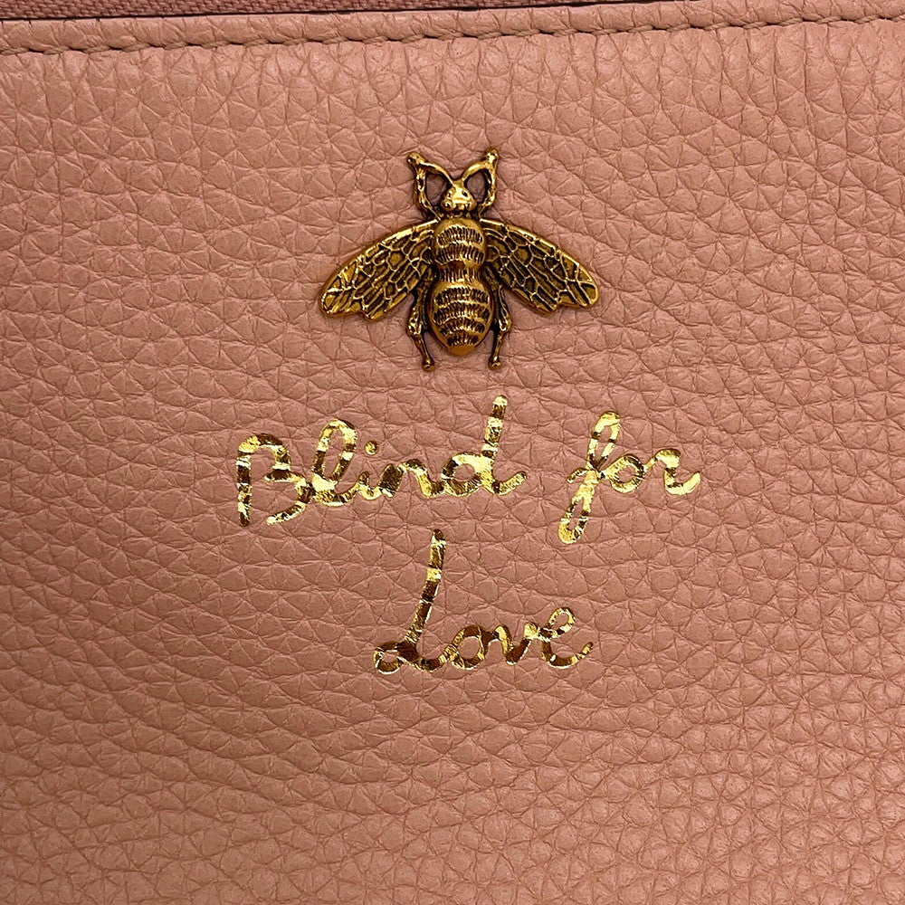 GUCCI Animalier Clutch Bag Bee Pink/Brown460187 Leather