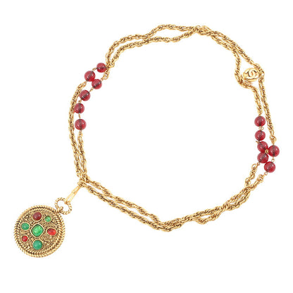 CHANEL Gripoa Double Necklace Gold Gold Plated