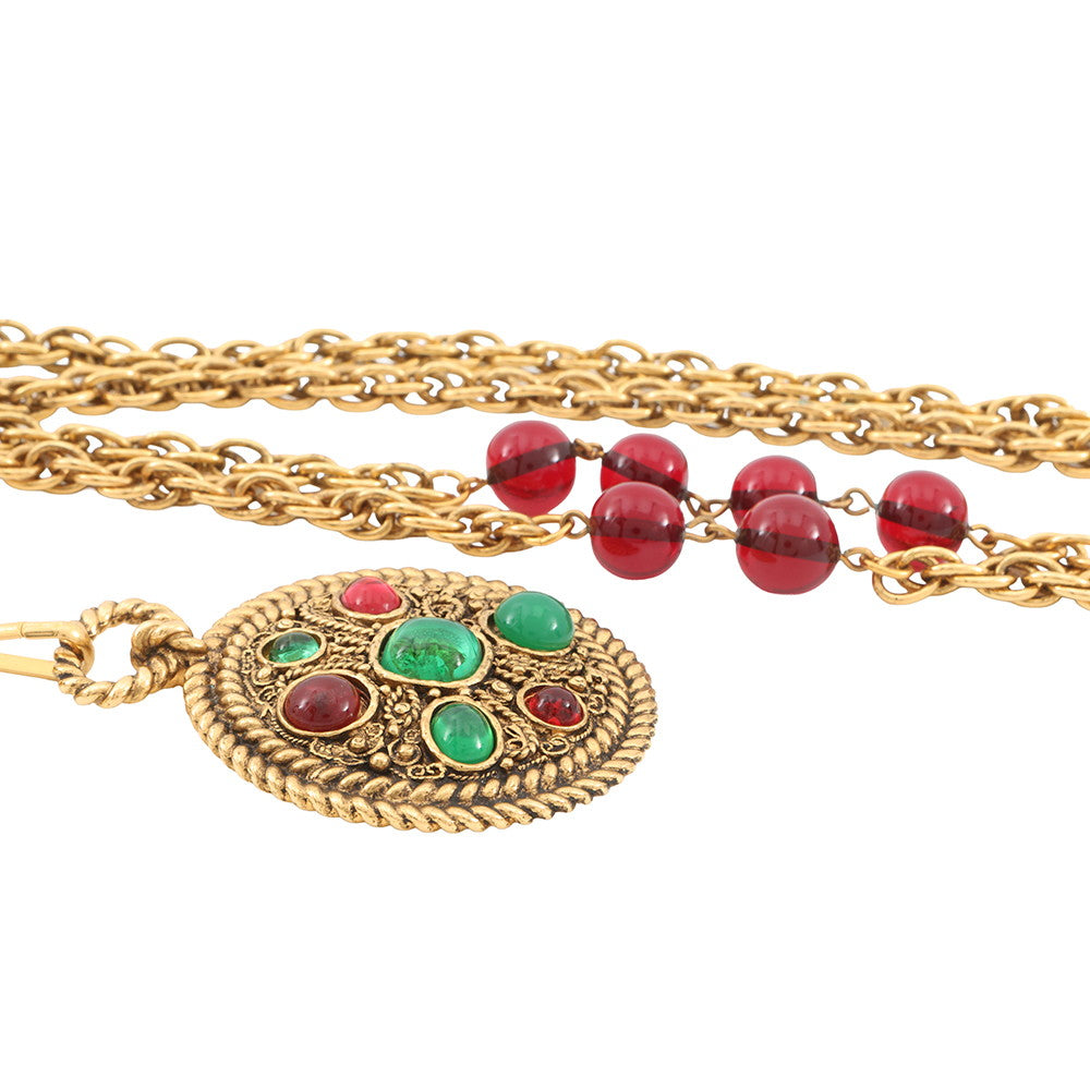 CHANEL Gripoa Double Necklace Gold Gold Plated