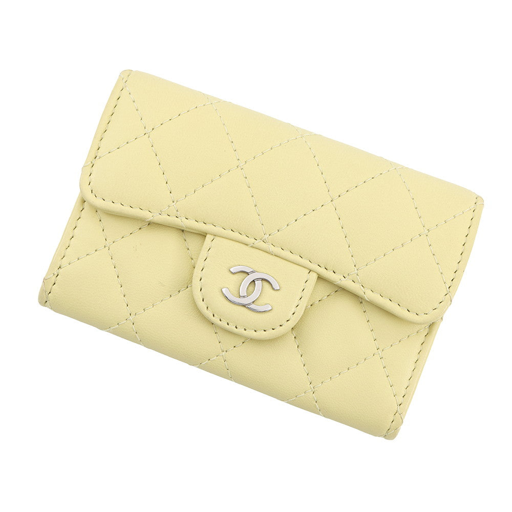 CHANEL Matelasse Classic Card Case YellowAP0214 Lambskin