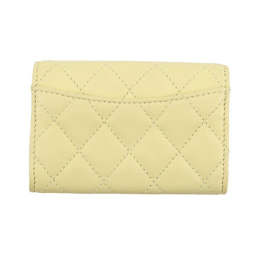 CHANEL Matelasse Classic Card Case YellowAP0214 Lambskin