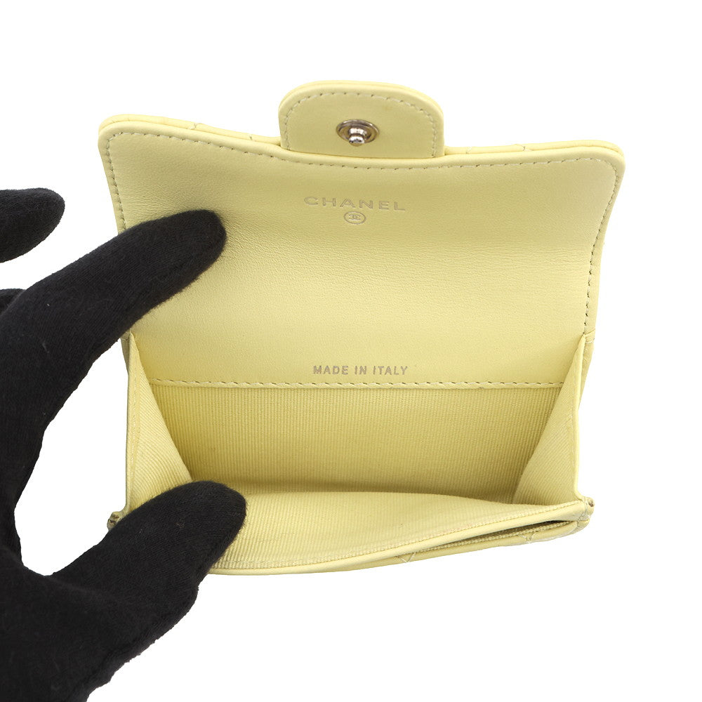 CHANEL Matelasse Classic Card Case YellowAP0214 Lambskin