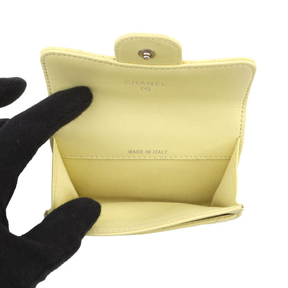 CHANEL Matelasse Classic Card Case YellowAP0214 Lambskin