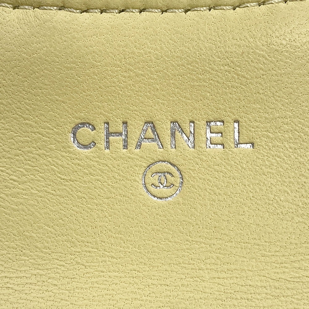 CHANEL Matelasse Classic Card Case YellowAP0214 Lambskin