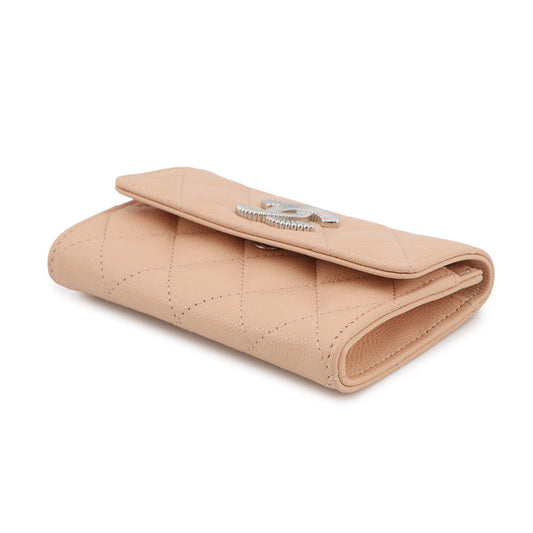 CHANEL Matelasse CC Logo Card Case BeigeAP4333 Caviar Leather
