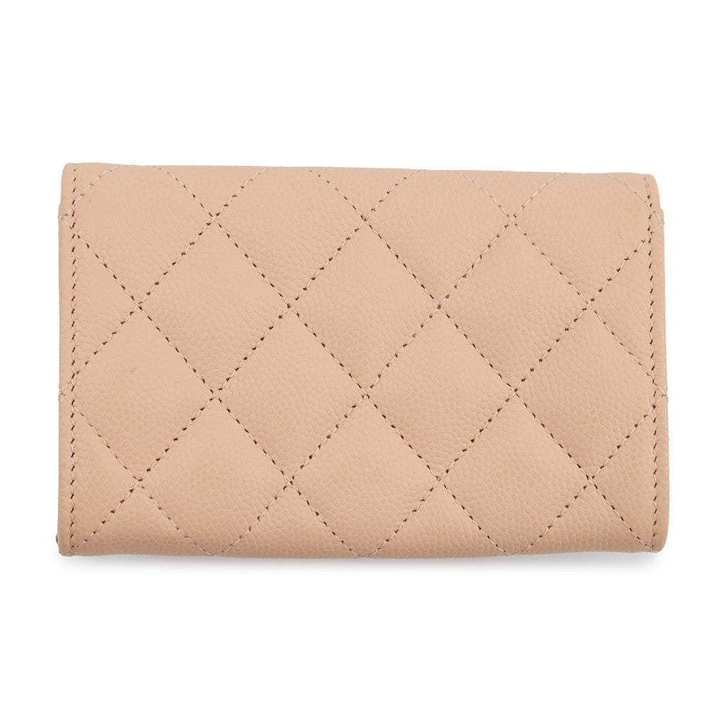 CHANEL Matelasse CC Logo Card Case BeigeAP4333 Caviar Leather