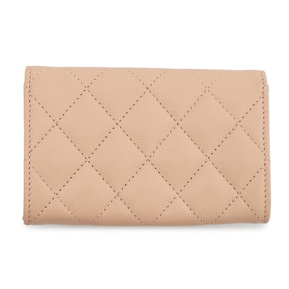 CHANEL Matelasse CC Logo Card Case BeigeAP4333 Caviar Leather