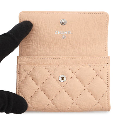 CHANEL Matelasse CC Logo Card Case BeigeAP4333 Caviar Leather