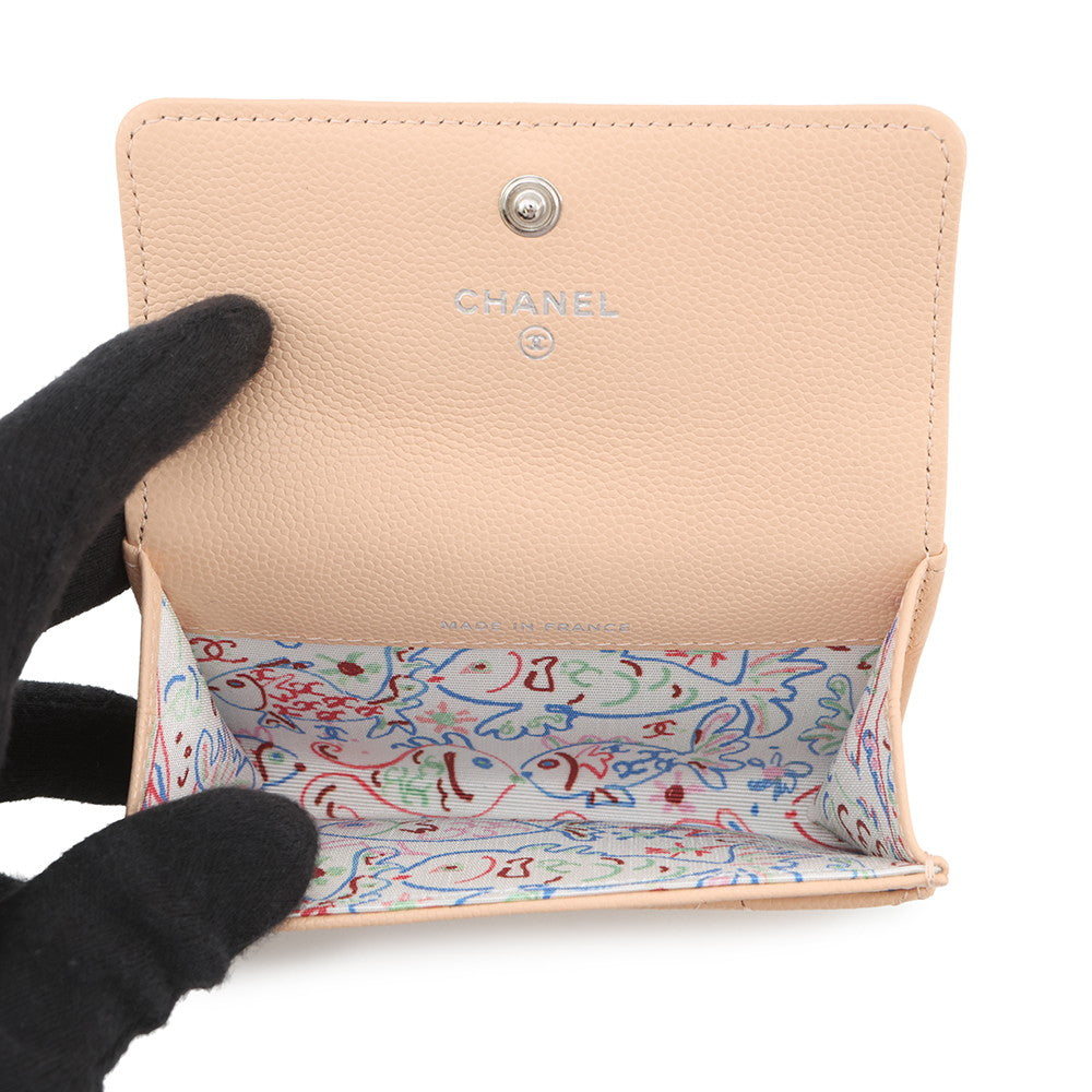CHANEL Matelasse CC Logo Card Case BeigeAP4333 Caviar Leather