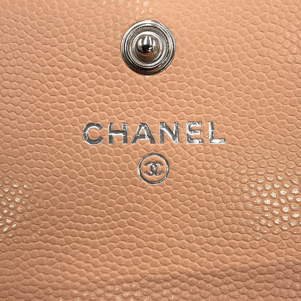 CHANEL Matelasse CC Logo Card Case BeigeAP4333 Caviar Leather