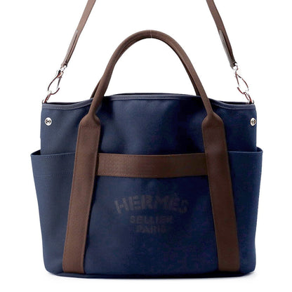 HERMES Sucked Pansage Groom Navy/Feu Toile Chevrons Canvas