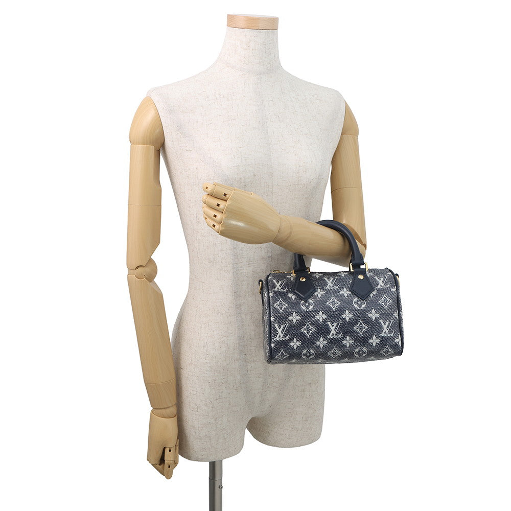 LOUIS VUITTON Speedy Bandouliere NavyM23069 Monogram laminated jacquard Size 20