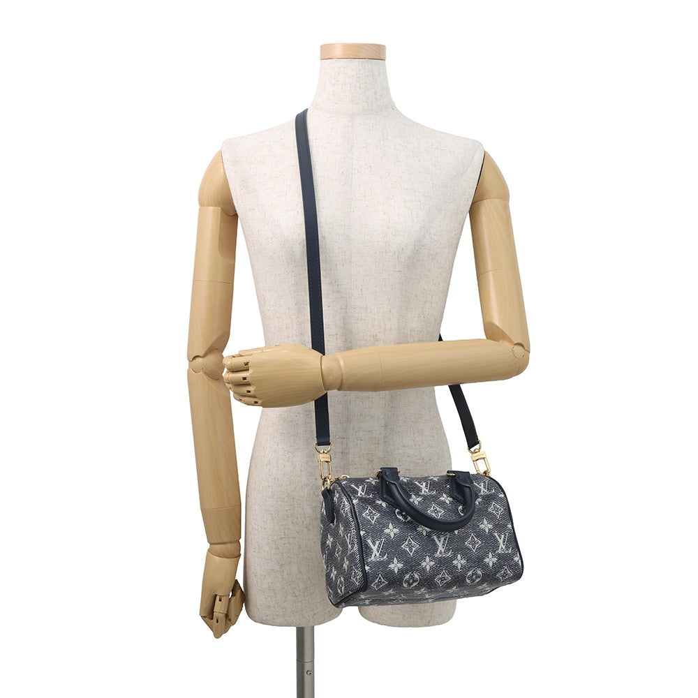 LOUIS VUITTON Speedy Bandouliere NavyM23069 Monogram laminated jacquard Size 20