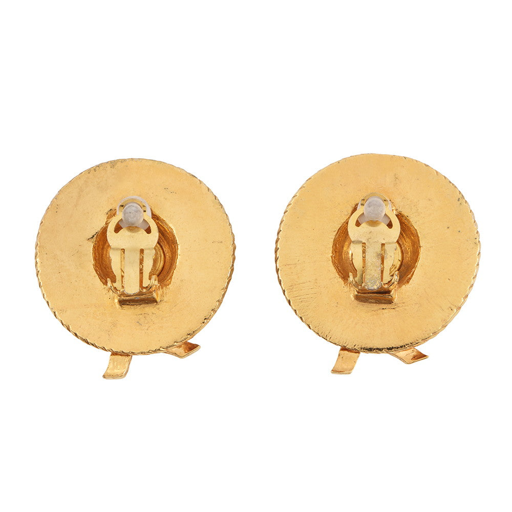 CHANEL Straw Hat Motif Earrings Gold Gold Plated