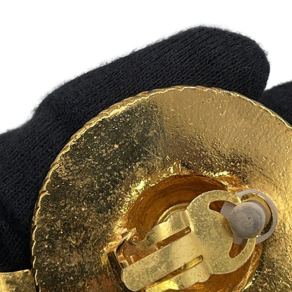 CHANEL Straw Hat Motif Earrings Gold Gold Plated