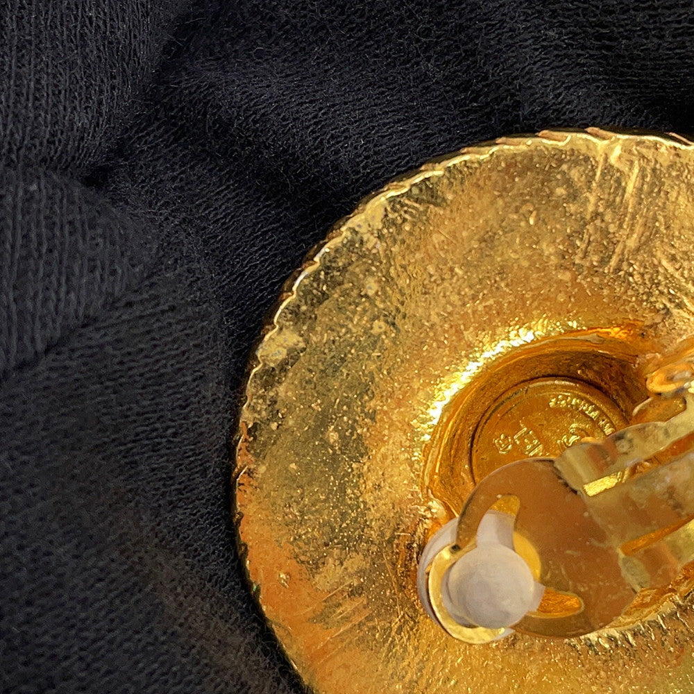 CHANEL Straw Hat Motif Earrings Gold Gold Plated