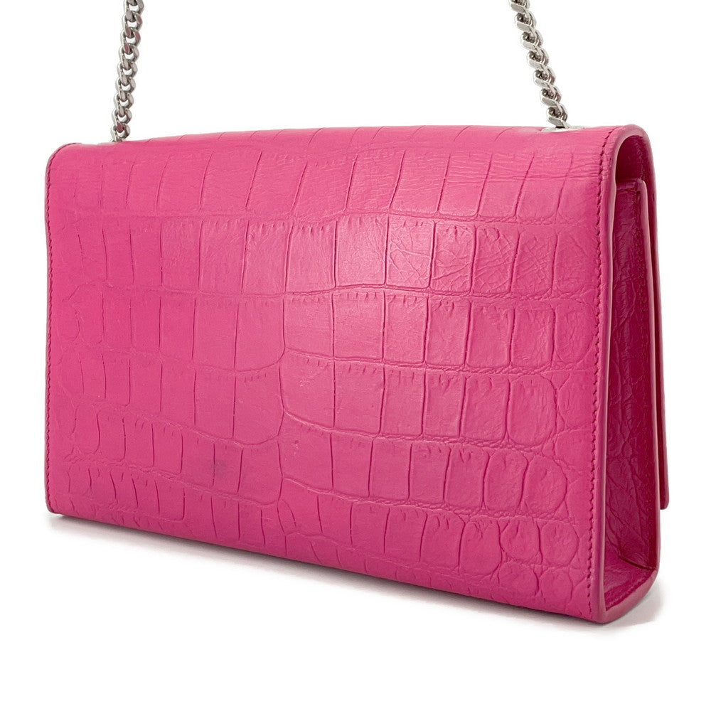 SAINT LAURENT PARIS Kate Tassel ChainShoulder Bag Pink354119 Croco embossed leather
