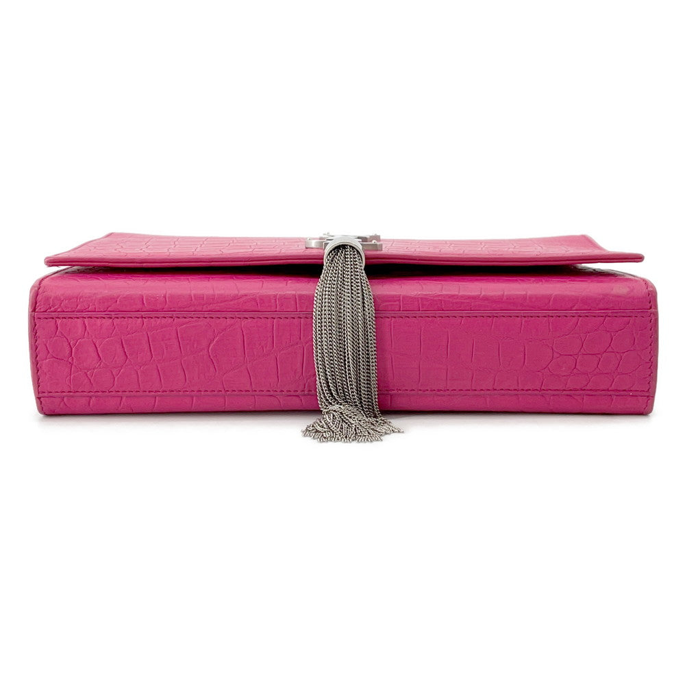 SAINT LAURENT PARIS Kate Tassel ChainShoulder Bag Pink354119 Croco embossed leather