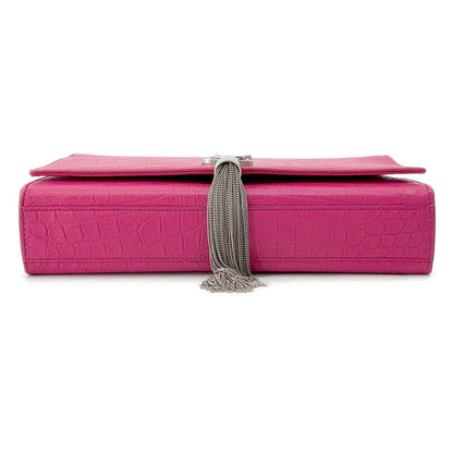 SAINT LAURENT PARIS Kate Tassel ChainShoulder Bag Pink354119 Croco embossed leather