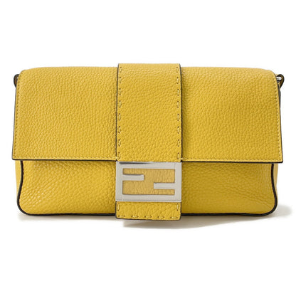 FENDI Selleria Baguette for Men Waist Bag Yellow/Black7VA472 Leather