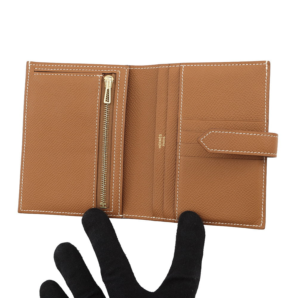 HERMES Bean compact Gold Epsom